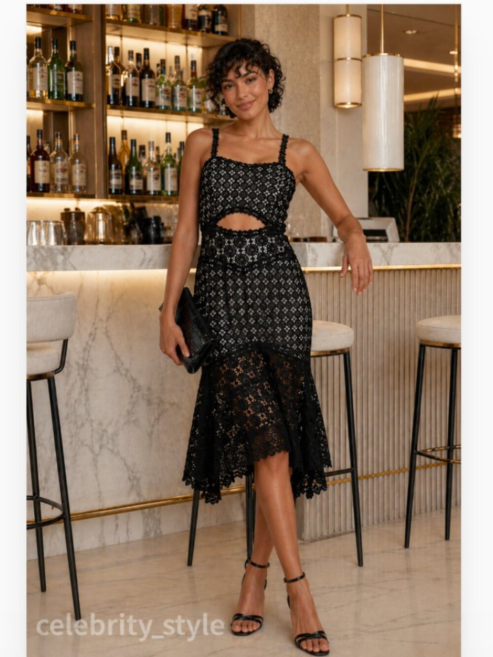 Alice + Olivia Tamika Cut-out Handkerchief Dress Black
